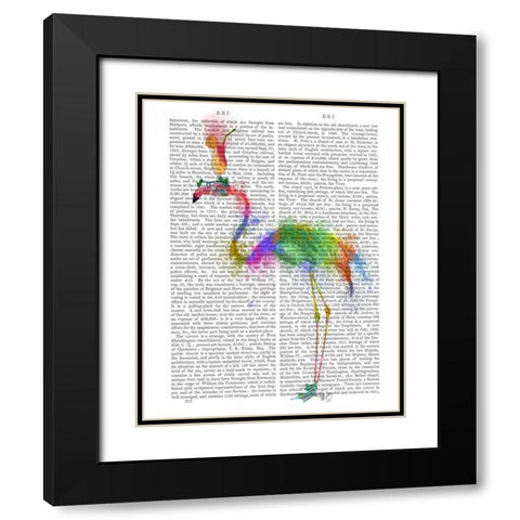 Rainbow Splash Flamingo 1 Black Modern Wood Framed Art Print with Double Matting by Fab Funky