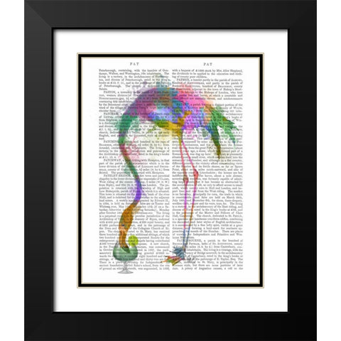 Rainbow Splash Flamingo 3 Black Modern Wood Framed Art Print with Double Matting by Fab Funky