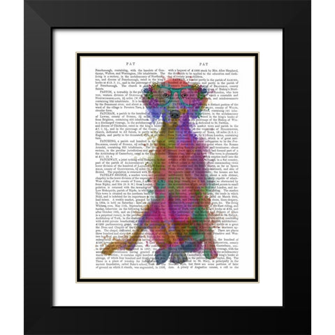 Rainbow Splash Weimaraner, Full Black Modern Wood Framed Art Print with Double Matting by Fab Funky