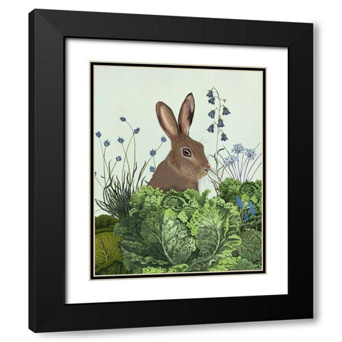 Cabbage Patch Rabbit 2 Black Modern Wood Framed Art Print with Double Matting by Fab Funky
