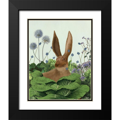 Cabbage Patch Rabbit 5 Black Modern Wood Framed Art Print with Double Matting by Fab Funky