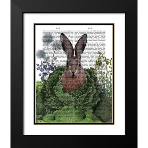 Cabbage Patch Rabbit 1 Black Modern Wood Framed Art Print with Double Matting by Fab Funky