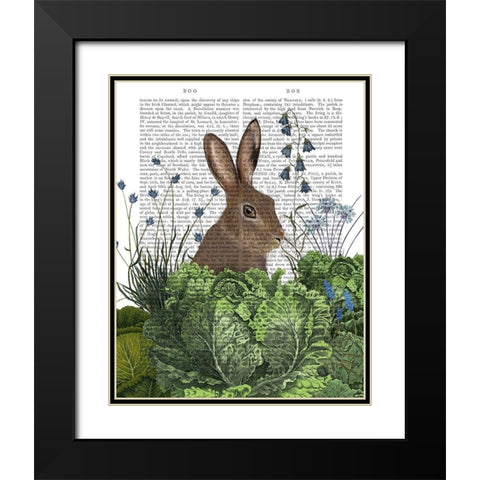 Cabbage Patch Rabbit 2 Black Modern Wood Framed Art Print with Double Matting by Fab Funky