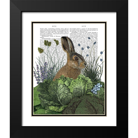 Cabbage Patch Rabbit 3 Black Modern Wood Framed Art Print with Double Matting by Fab Funky