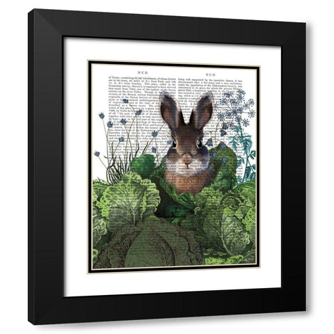 Cabbage Patch Rabbit 4 Black Modern Wood Framed Art Print with Double Matting by Fab Funky
