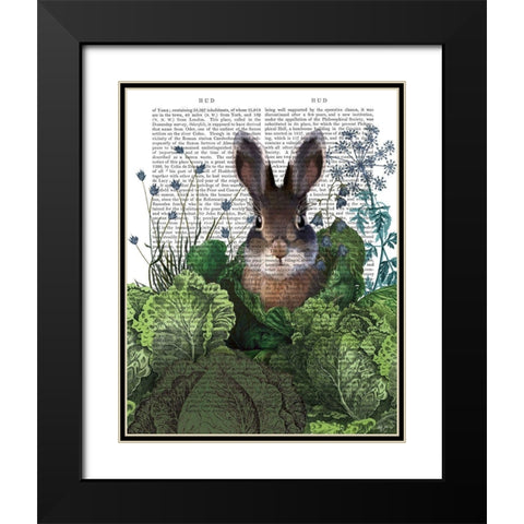 Cabbage Patch Rabbit 4 Black Modern Wood Framed Art Print with Double Matting by Fab Funky