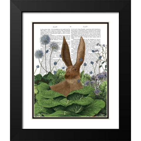 Cabbage Patch Rabbit 5 Black Modern Wood Framed Art Print with Double Matting by Fab Funky