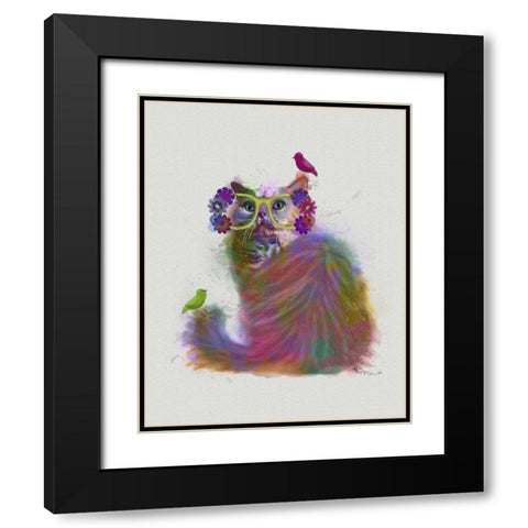 Cat Rainbow Splash 9 Black Modern Wood Framed Art Print with Double Matting by Fab Funky