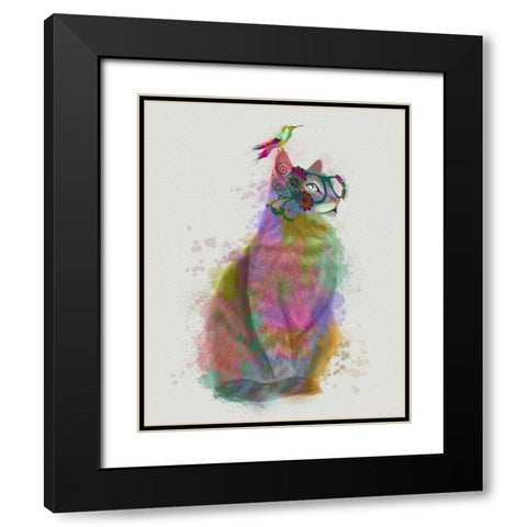 Cat Rainbow Splash 11 Black Modern Wood Framed Art Print with Double Matting by Fab Funky