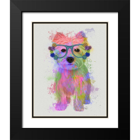West Highland Terrier Rainbow Splash Black Modern Wood Framed Art Print with Double Matting by Fab Funky