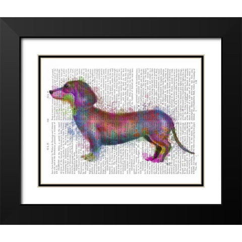 Dachshund Rainbow Splash 1 Black Modern Wood Framed Art Print with Double Matting by Fab Funky