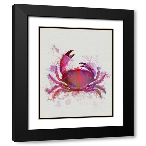 Crab 1 Pink Rainbow Splash Black Modern Wood Framed Art Print with Double Matting by Fab Funky