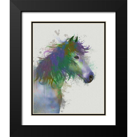 Horse Portrait 1 Rainbow Splash Black Modern Wood Framed Art Print with Double Matting by Fab Funky