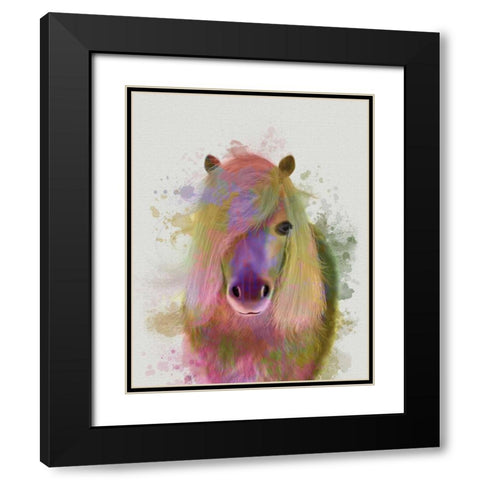 Pony 1 Portrait Rainbow Splash Black Modern Wood Framed Art Print with Double Matting by Fab Funky