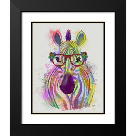 Zebra Rainbow Splash 1 Black Modern Wood Framed Art Print with Double Matting by Fab Funky
