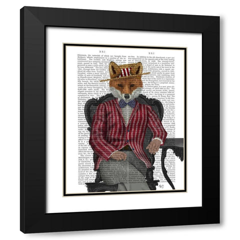 Fox 1920s Gentleman Black Modern Wood Framed Art Print with Double Matting by Fab Funky