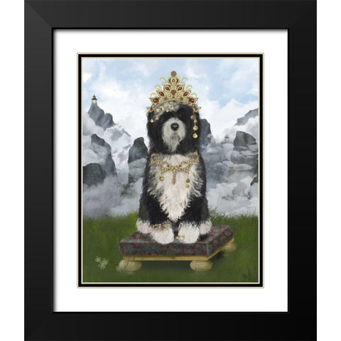 Tibetan Tibetan Black Modern Wood Framed Art Print with Double Matting by Fab Funky