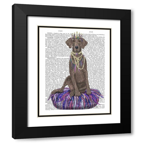 Weimaraner on Purple Cushion Black Modern Wood Framed Art Print with Double Matting by Fab Funky