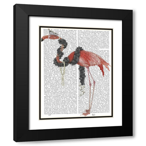 Flamingo and Pearls, Full Black Modern Wood Framed Art Print with Double Matting by Fab Funky