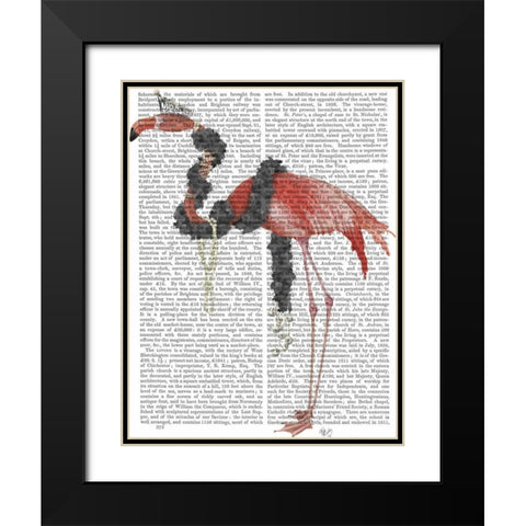 Flamingo and Pearls, Full Black Modern Wood Framed Art Print with Double Matting by Fab Funky