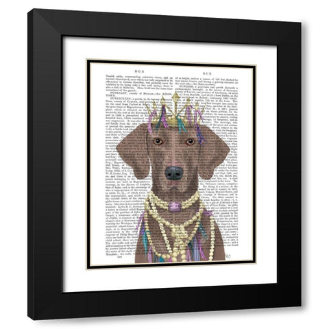 Weimaraner with Tiara Black Modern Wood Framed Art Print with Double Matting by Fab Funky