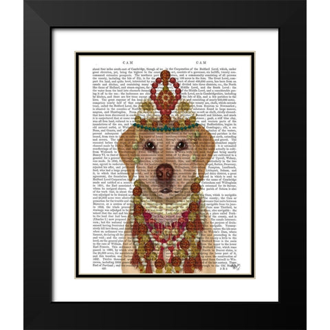 Yellow Labrador and Tiara, Portrait Black Modern Wood Framed Art Print with Double Matting by Fab Funky