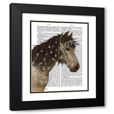 Horse Bucksin with Jewelled Bridle Black Modern Wood Framed Art Print with Double Matting by Fab Funky