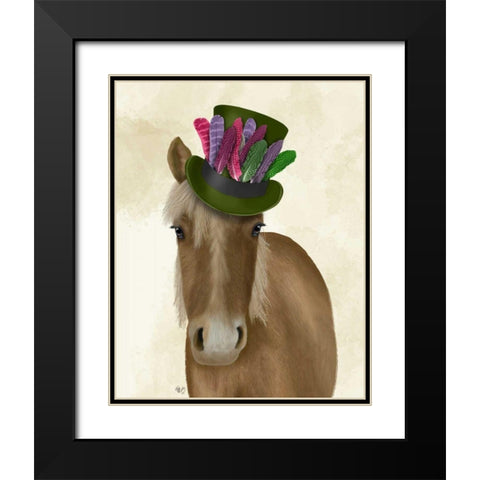 Horse with Feather Hat Black Modern Wood Framed Art Print with Double Matting by Fab Funky