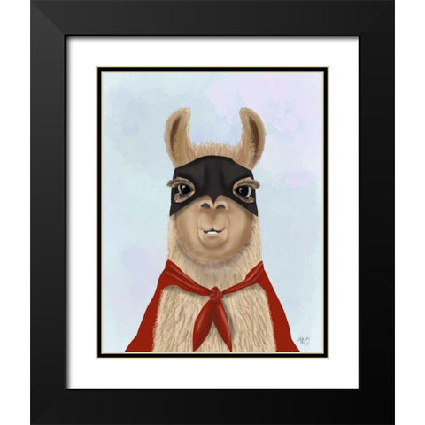 Super Llama Black Modern Wood Framed Art Print with Double Matting by Fab Funky