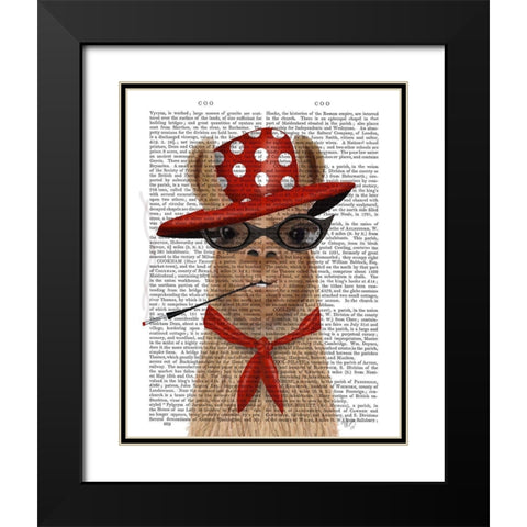 Fabulous Llama Black Modern Wood Framed Art Print with Double Matting by Fab Funky