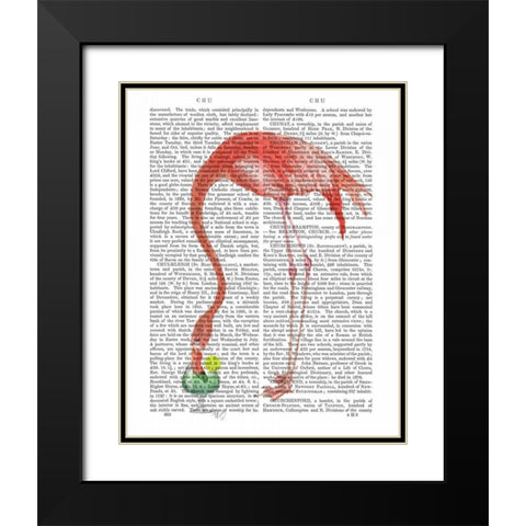 Flamingo and Cocktail 2 Black Modern Wood Framed Art Print with Double Matting by Fab Funky