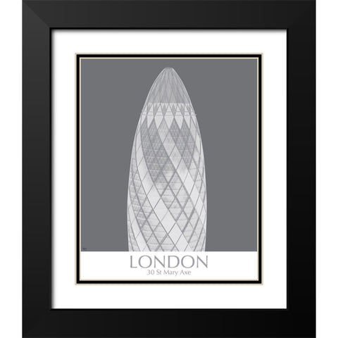London Gerkin Monochrome Black Modern Wood Framed Art Print with Double Matting by Fab Funky