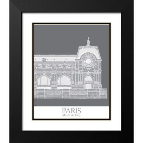 Paris Musee Dorsay Monochrome Black Modern Wood Framed Art Print with Double Matting by Fab Funky