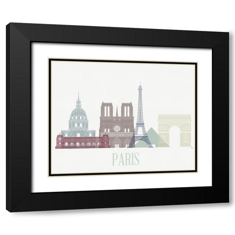 Paris Skyline  Black Modern Wood Framed Art Print with Double Matting by Fab Funky