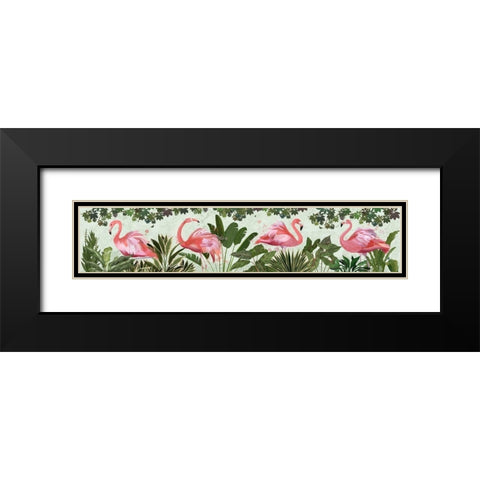 Fluffy Flamingos Black Modern Wood Framed Art Print with Double Matting by Fab Funky