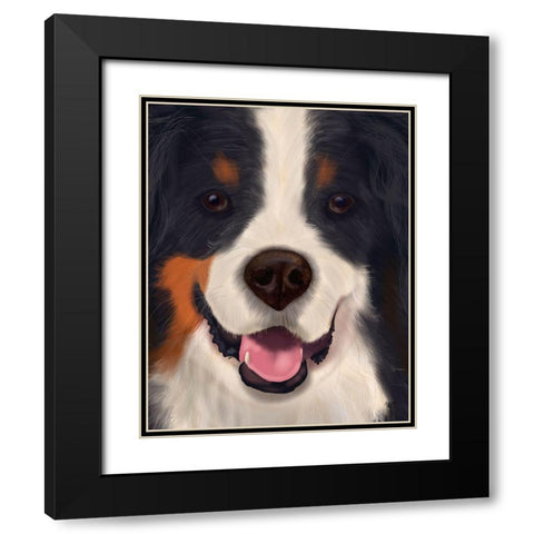 Bernese Big Dog Black Modern Wood Framed Art Print with Double Matting by Fab Funky