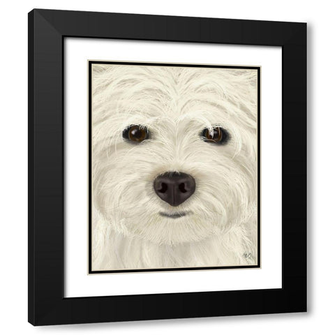 Westie Big Dog Black Modern Wood Framed Art Print with Double Matting by Fab Funky