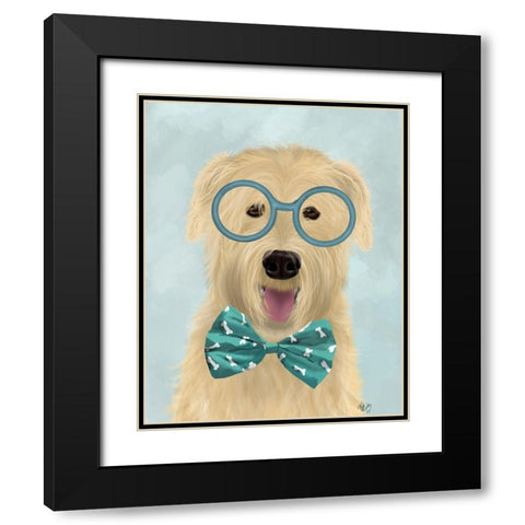 Wheaten Terrier with Glasses and Bow Tie Black Modern Wood Framed Art Print with Double Matting by Fab Funky