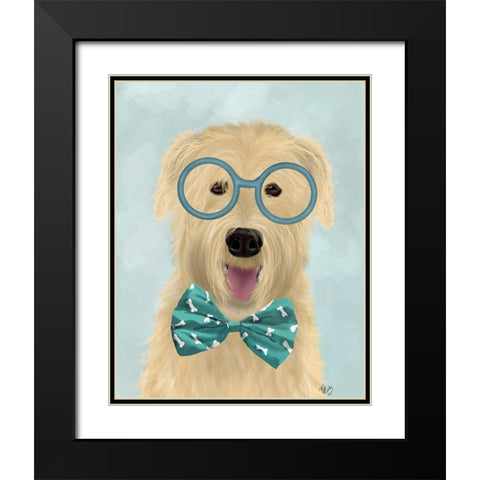 Wheaten Terrier with Glasses and Bow Tie Black Modern Wood Framed Art Print with Double Matting by Fab Funky