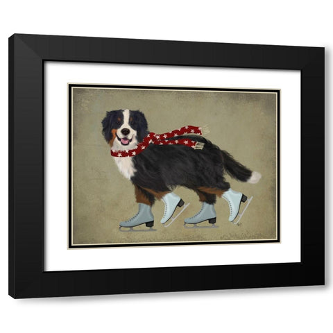Bernese Skater Black Modern Wood Framed Art Print with Double Matting by Fab Funky
