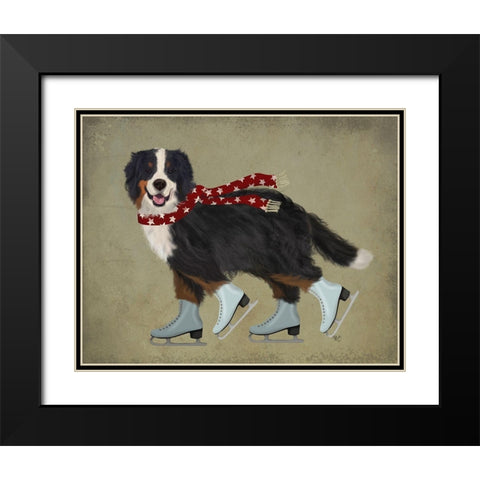 Bernese Skater Black Modern Wood Framed Art Print with Double Matting by Fab Funky
