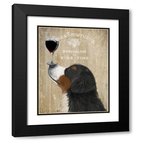 Dog Au Vin, Bernese Black Modern Wood Framed Art Print with Double Matting by Fab Funky