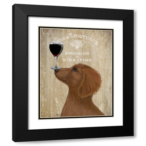 Dog Au Vin, Dachshund Gold Black Modern Wood Framed Art Print with Double Matting by Fab Funky