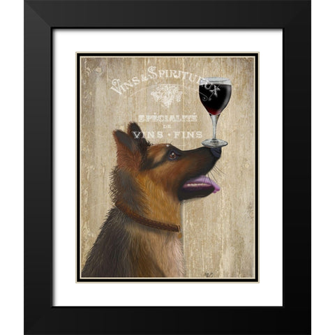 Dog Au Vin, German Shepherd Black Modern Wood Framed Art Print with Double Matting by Fab Funky