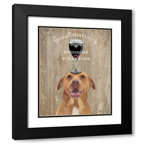 Dog Au Vin, Pit Bull Black Modern Wood Framed Art Print with Double Matting by Fab Funky