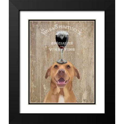 Dog Au Vin, Pit Bull Black Modern Wood Framed Art Print with Double Matting by Fab Funky