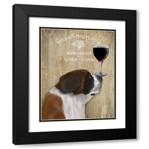 Dog Au Vin, St Bernard Black Modern Wood Framed Art Print with Double Matting by Fab Funky