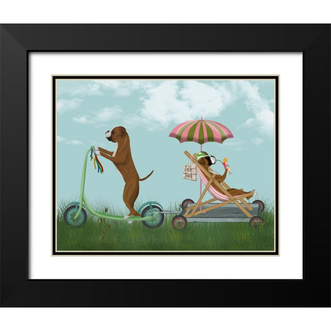 Boxer Scooter Black Modern Wood Framed Art Print with Double Matting by Fab Funky
