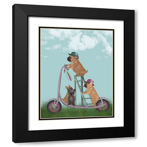 French Bulldog Scooter Black Modern Wood Framed Art Print with Double Matting by Fab Funky