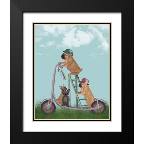French Bulldog Scooter Black Modern Wood Framed Art Print with Double Matting by Fab Funky